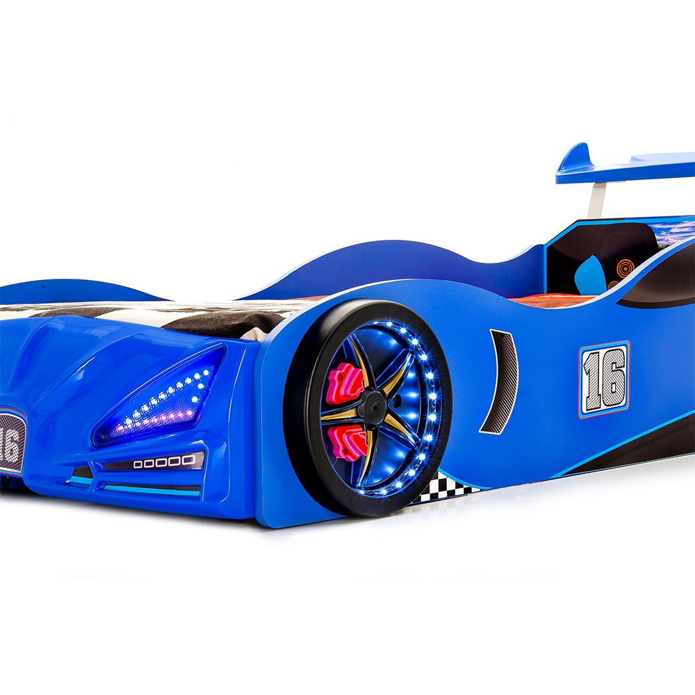 Blue F1 Race Car Bed Made In Europe PRE-ORDER CONTAINER ARRIVES LATE SEPTEMBER 2025