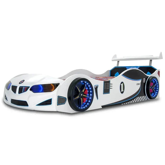 White Roadster Race Car Bed